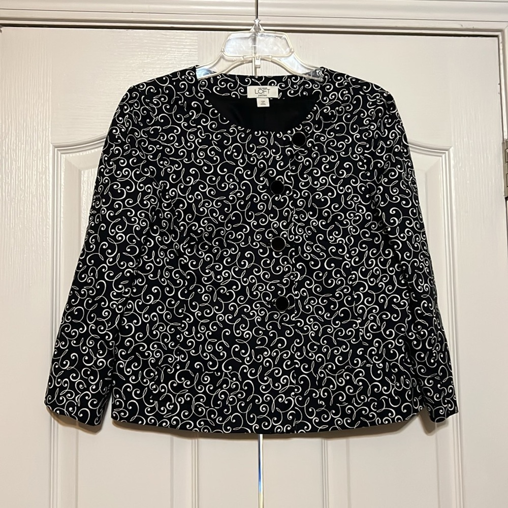 Ann Taylor LOFT jacket 12P black/white
